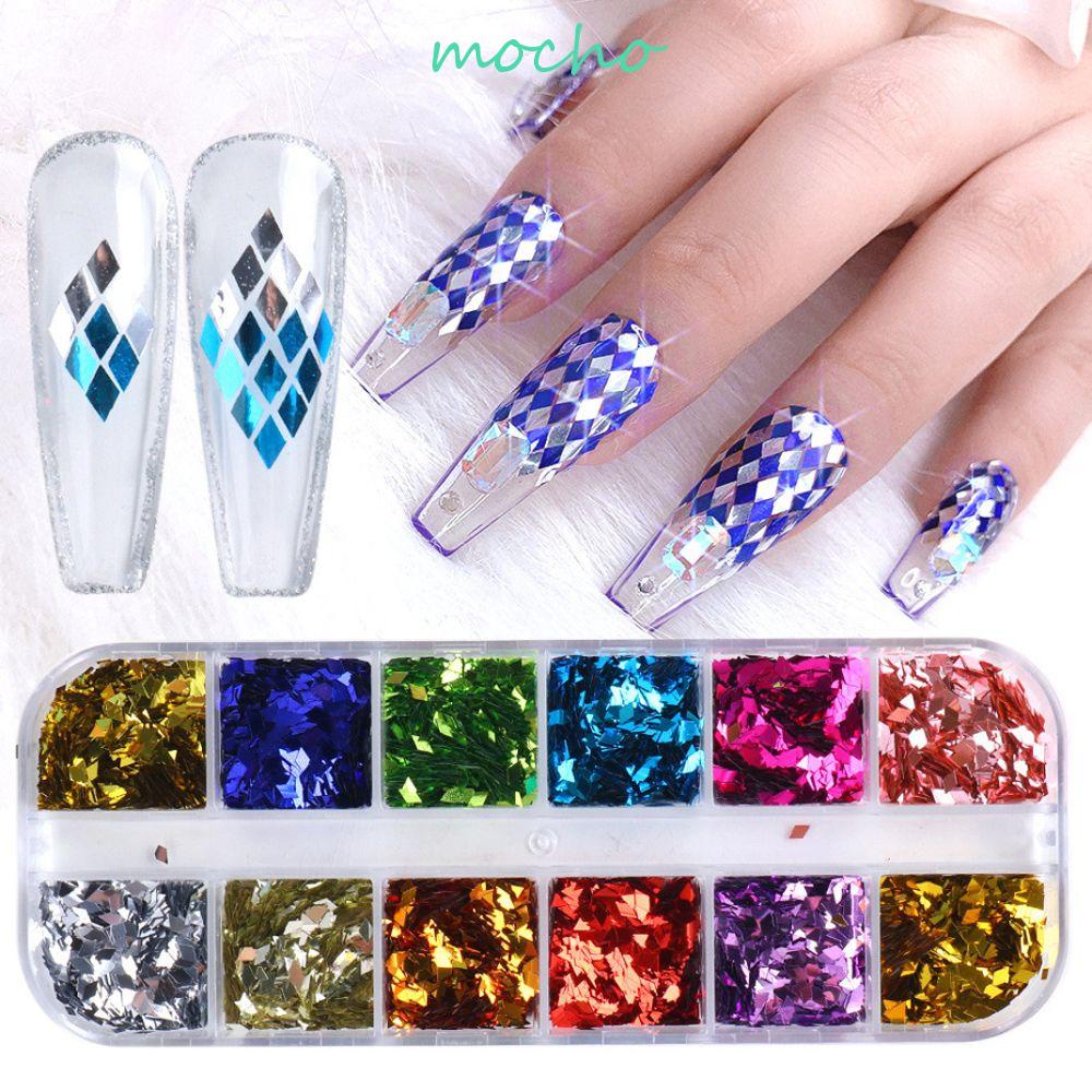 Hộp Kim Tuyến Hình Vuông Nhiều Màu Lấp Lánh Trang Trí Móng Nghệ Thuật