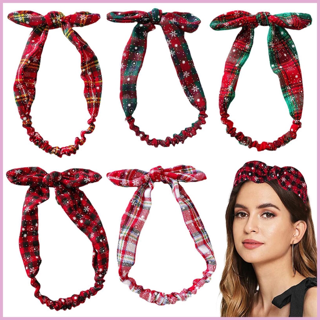 Băng Đô Thắt Nút Co Giãn Phong Cách Giáng Sinh Cho Nữ