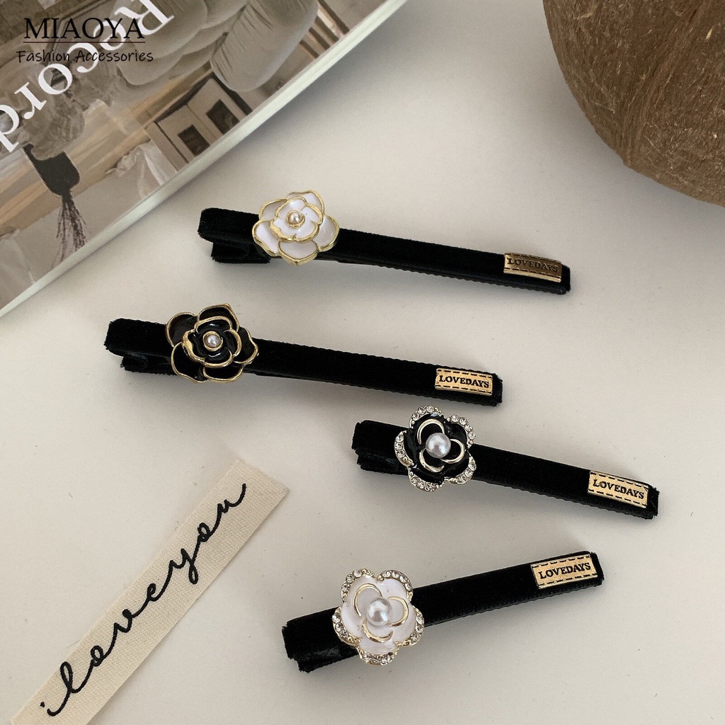 Kẹp Tóc Hình Hoa Trà Đính Ngọc Trai Thời Trang Sang Trọng Cho Nữ