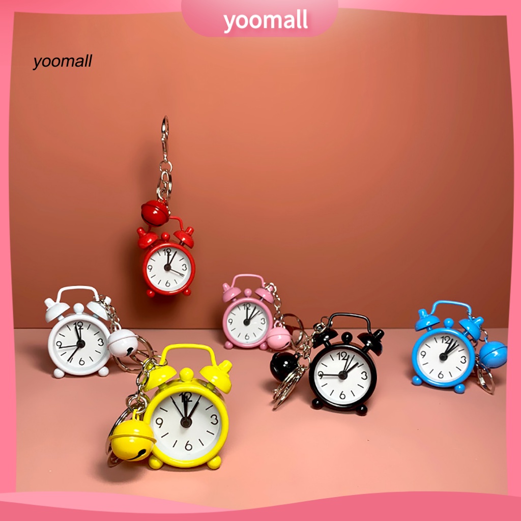 Đồng Hồ Báo Thức Mini Đa Năng Có Chuông Gió Và Móc Khóa Trang Trí Túi Xách