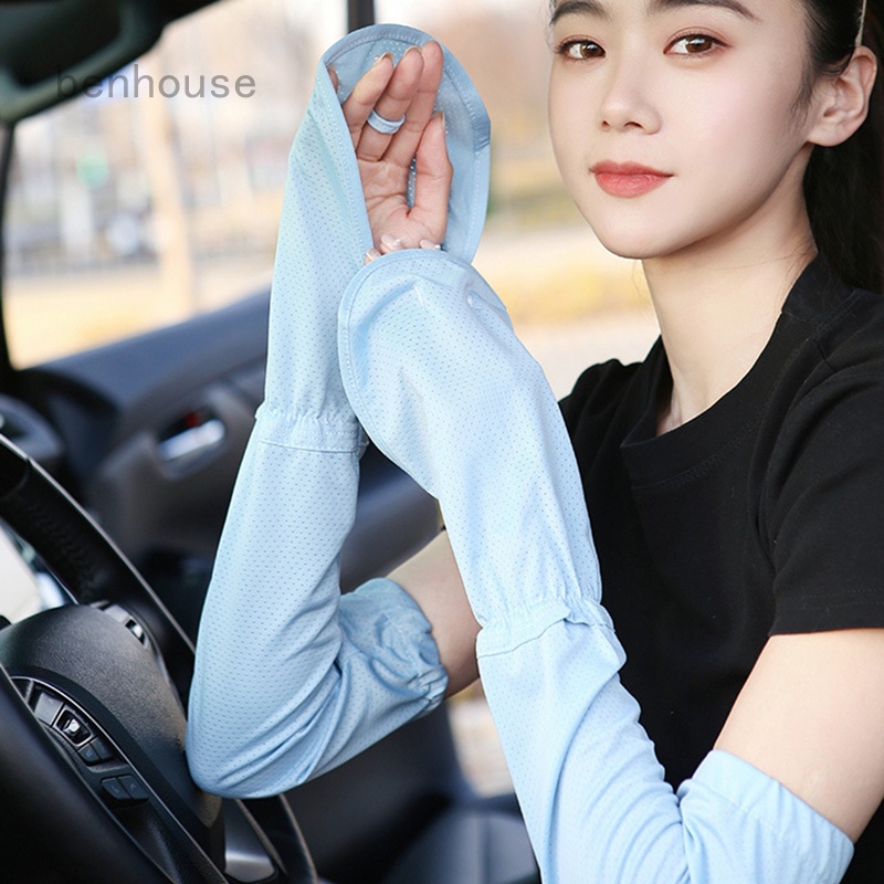 1 Đôi Găng Tay Chống Nắng Bằng Lụa Lạnh Bảo Vệ Khỏi Tia Uv