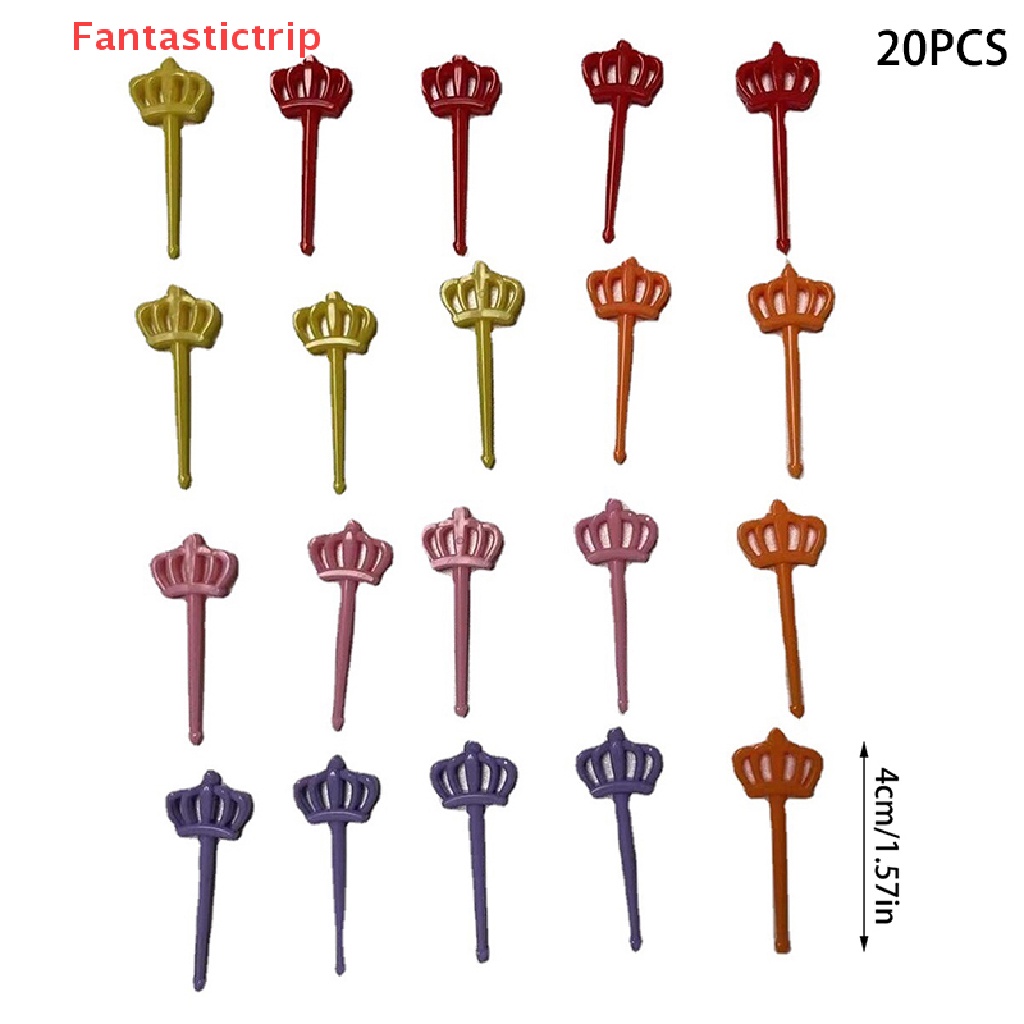 [Fantastictrip] Set 20 Nĩa Ăn Trái Cây Bằng Nhựa Hình Vương Miện Động Vật Hoạt Hình Sáng Tạo Cho Trẻ Em Mới