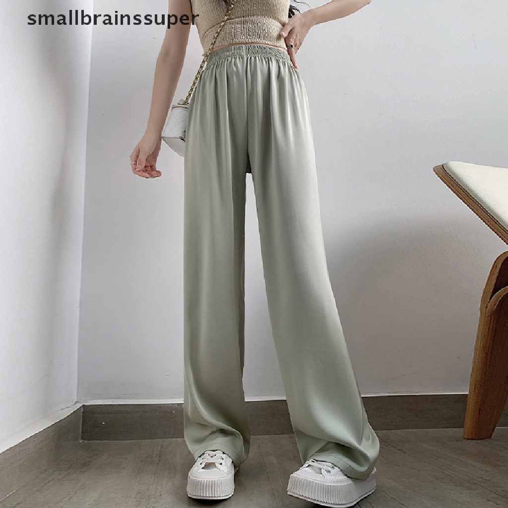 Smallbrainssuper New Sa Ice Slik Quần Baggy Dáng Rộng Mỏng Nhẹ Thanh Lịch Mùa Hè 2023 Dành Cho Bạn Nữ SBS