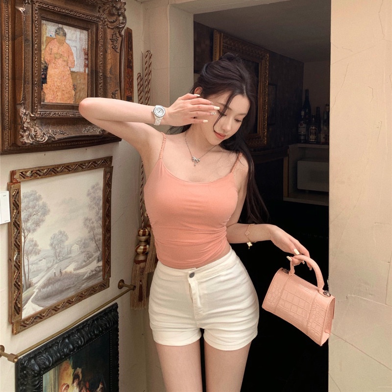 Áo Hai Dây Dáng Ôm Màu Sắc Đơn Giản Quyến Rũ Dành Cho Nữ