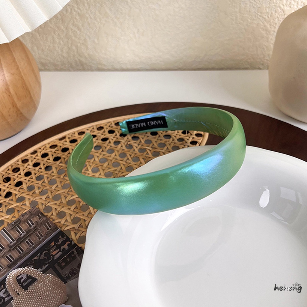 Băng Đô Cài Tóc Bản Rộng Chống Trượt Màu Trơn Thời Trang Ngọt Ngào Cho Nữ