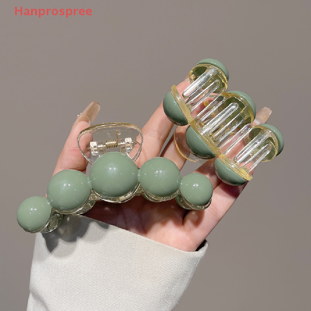 Hanprospree &gt; Kẹp Tóc Càng Cua Đính Ngọc Trai Màu Xanh Lá Cây Tạo Kiểu Tóc Trang Điểm Cho Nữ