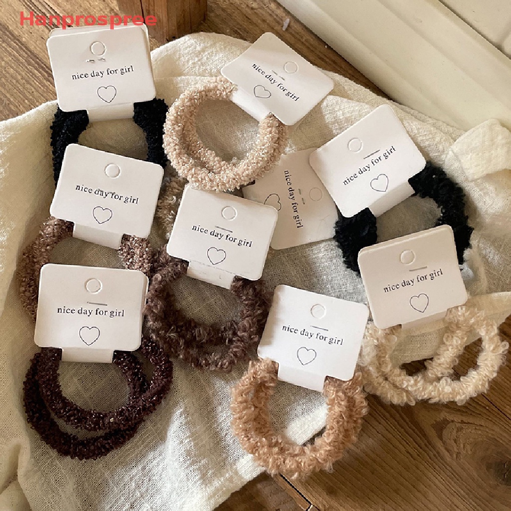 Set 2 Dây Buộc Tóc Cao Su Co Giãn Bọc Vải Lông Nhiều Màu Sắc Thời Trang Cho Nữ