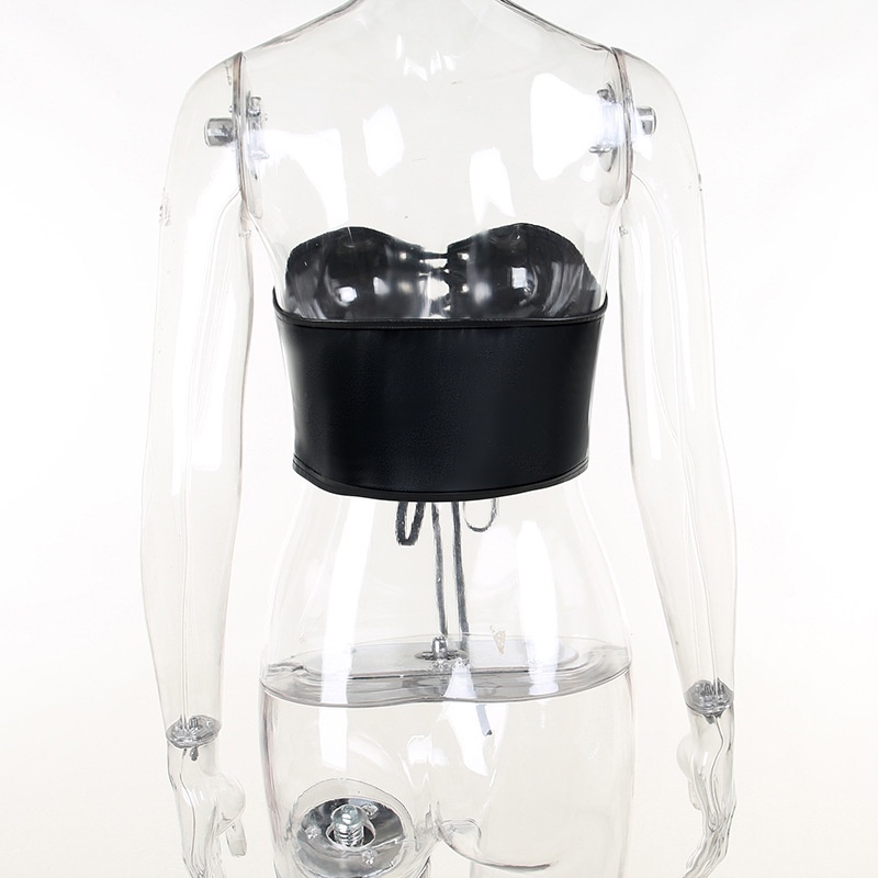 DUNEA Áo Croptop Dây Da PU Thiết Kế Khoét Rỗng Gợi Cảm