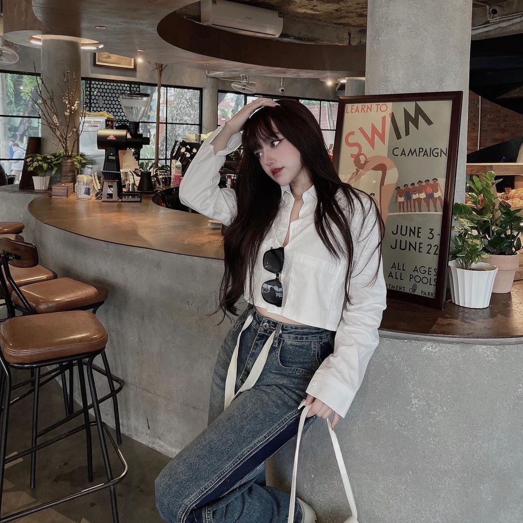 Quần jean suông phối dây kiểu rách sườn dài 105cm Q247