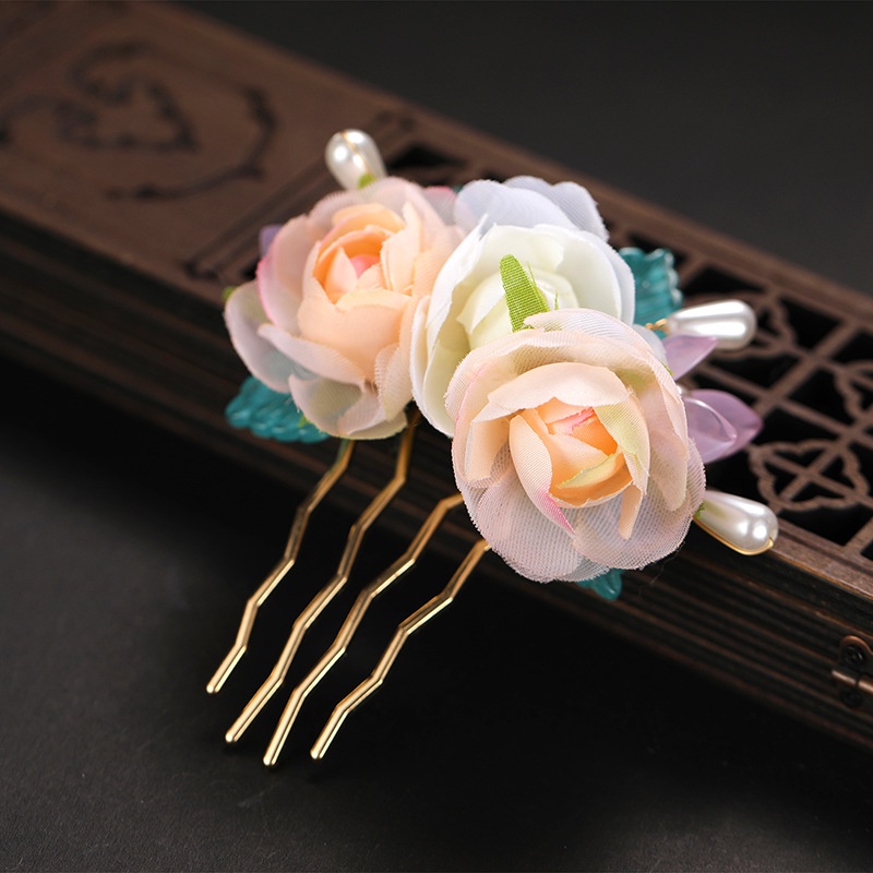 1 Set 4 Trâm Cài Tóc Cô Dâu Phối Ren Tua Rua Phong Cách Trung Hoa Cổ Điển Thời Trang Xianmei