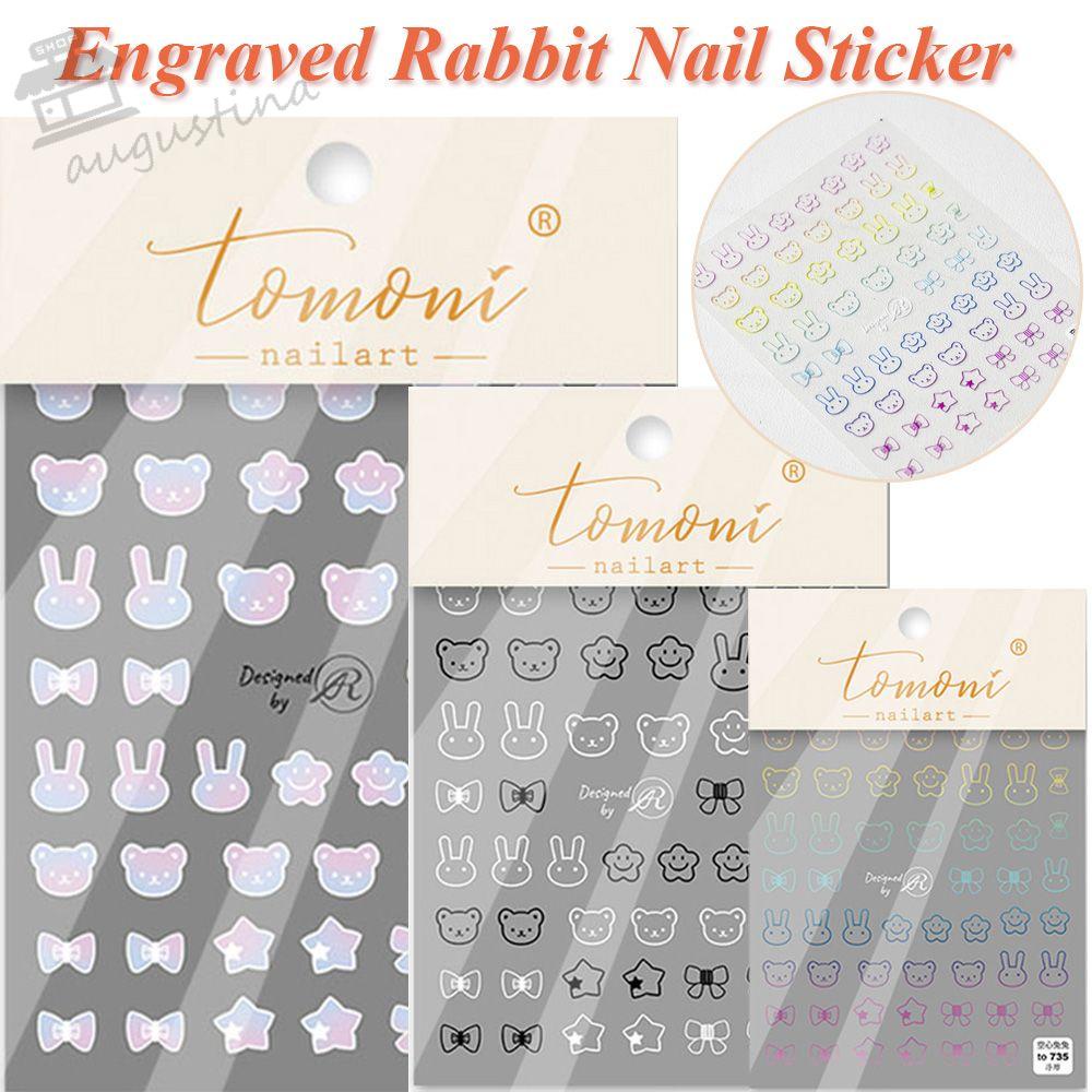 [Hàng mới về] Miếng dán trang trí móng tay hình thỏ hồng/đen 5d DIY