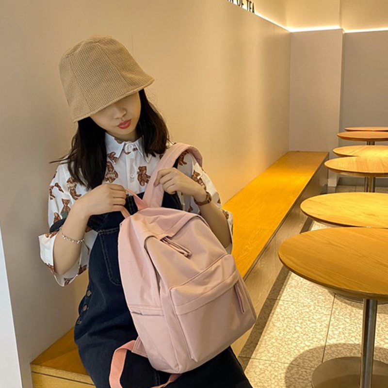 Ba Lô Màu Trơn Đơn Giản Thời Trang Hàn Quốc Cho Nữ