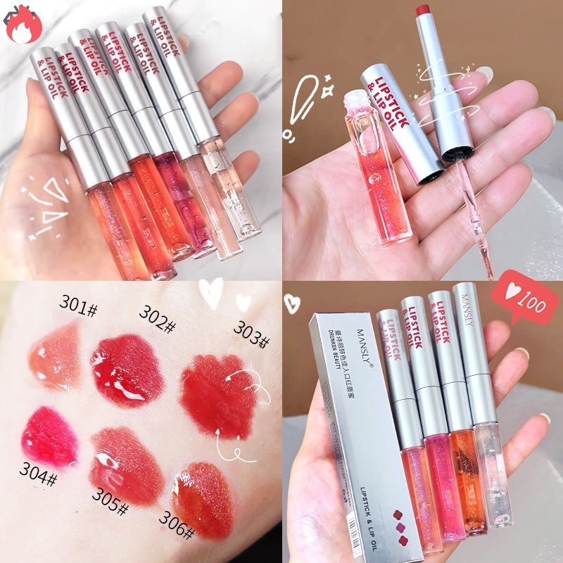 Son Môi 2 Trong 1 Dưỡng Ẩm Chống Thấm Nước Lâu Trôi Màu Sắc Giàu Dưỡng Chất Cho Môi