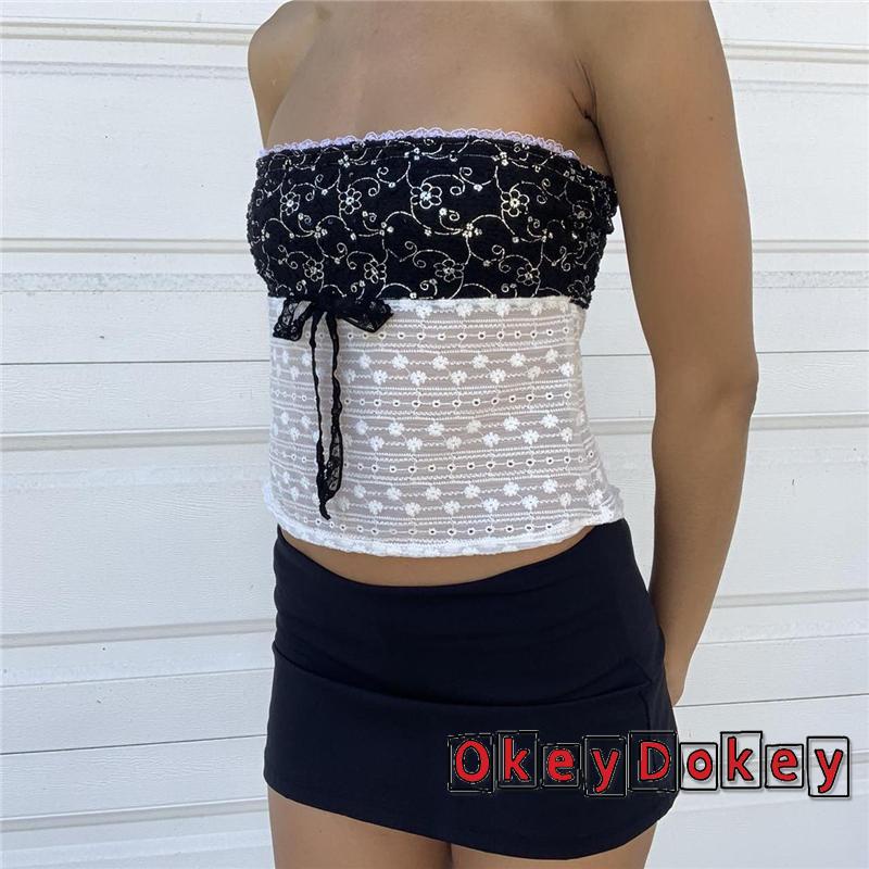 Áo Không Tay Hở Vai In Hoa Thời Trang Cho Nữ OKDK-y2k