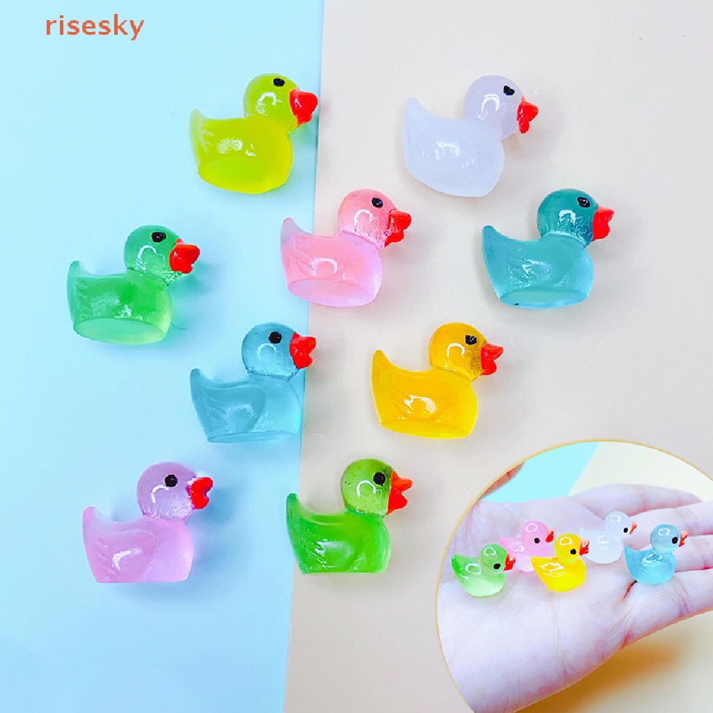 Bộ 10 Tượng Vịt Mini Bằng Nhựa Resin Dạ Quang Trang Trí Bảng Điều Khiển Xe Hơi / Nhà Cửa / Sân Vườn