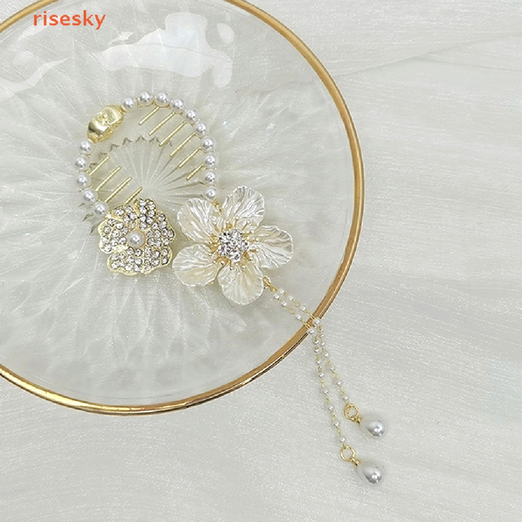 Kẹp Tóc Đính Hoa Trà Và Ngọc Trai Thời Trang Cho Nữ