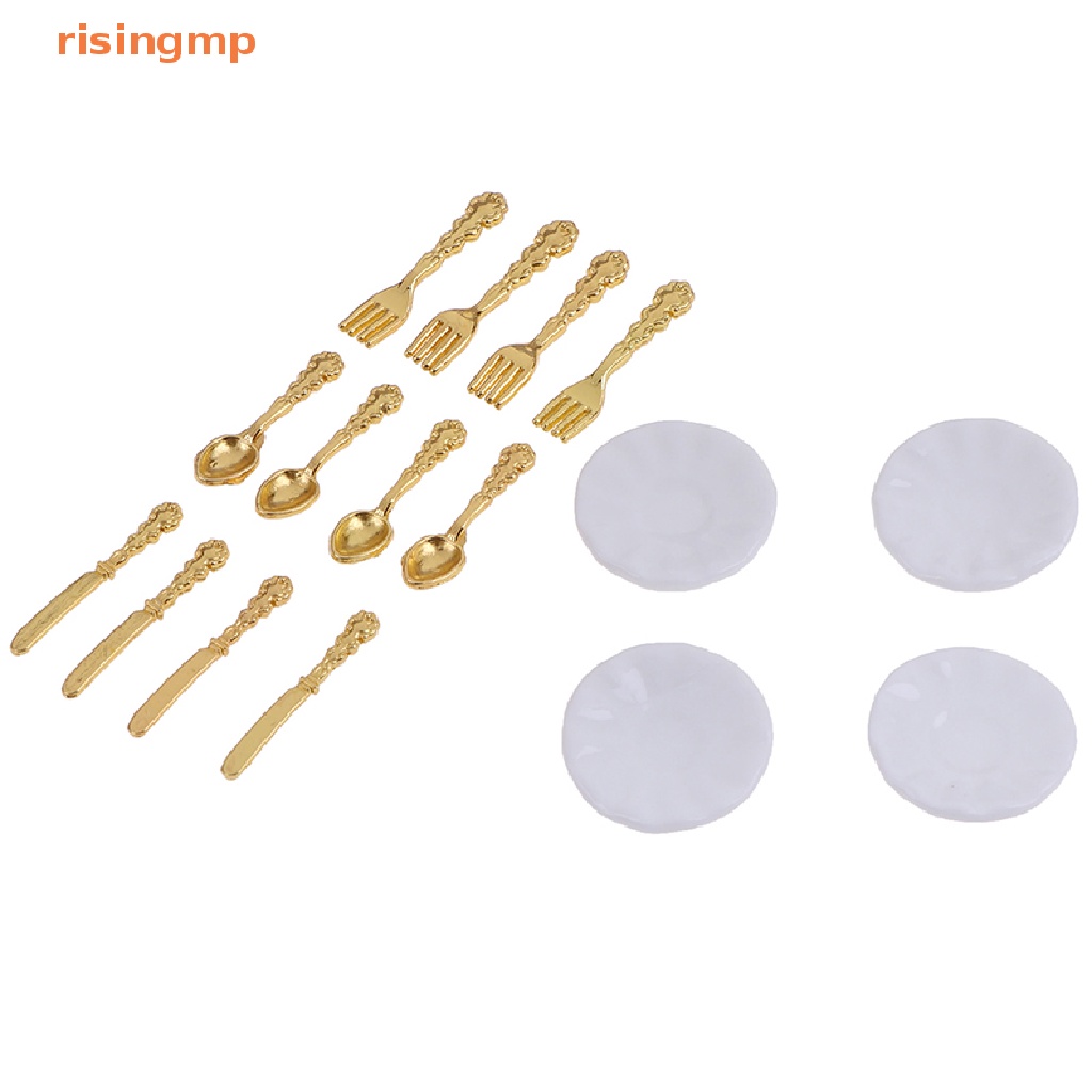 Set 12 Dụng Cụ Ăn Uống Bằng Gốm Phong Cách Vintage Cho Nhà Búp Bê