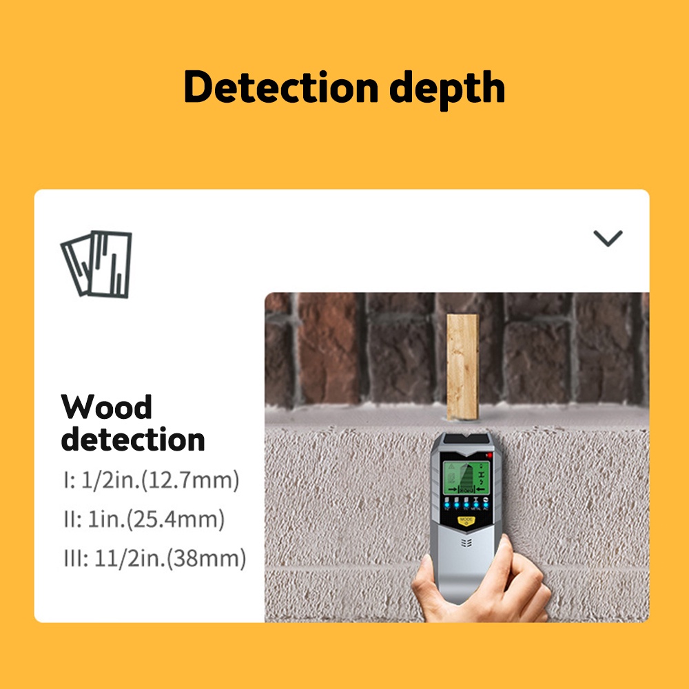 Máy dò tường Voktta 5 trong 1 cho gỗ / kim loại / đinh tán / dây / ống có màn hình LCD kỹ thuật số chuyên nghiệp