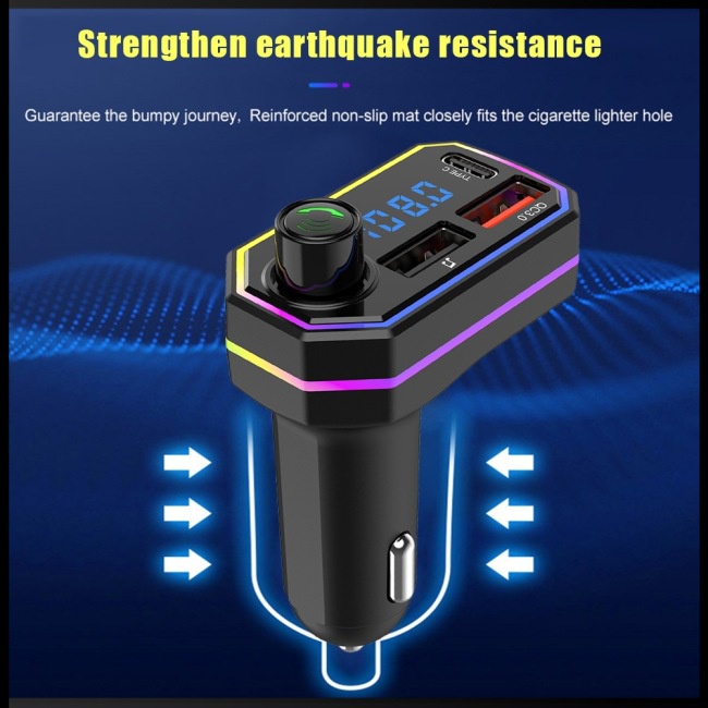 Máy Phát Fm Mp3 Tf / u Cổng Usb Kép Rảnh Tay Có Đèn Led Nền Cho Xe Hơi