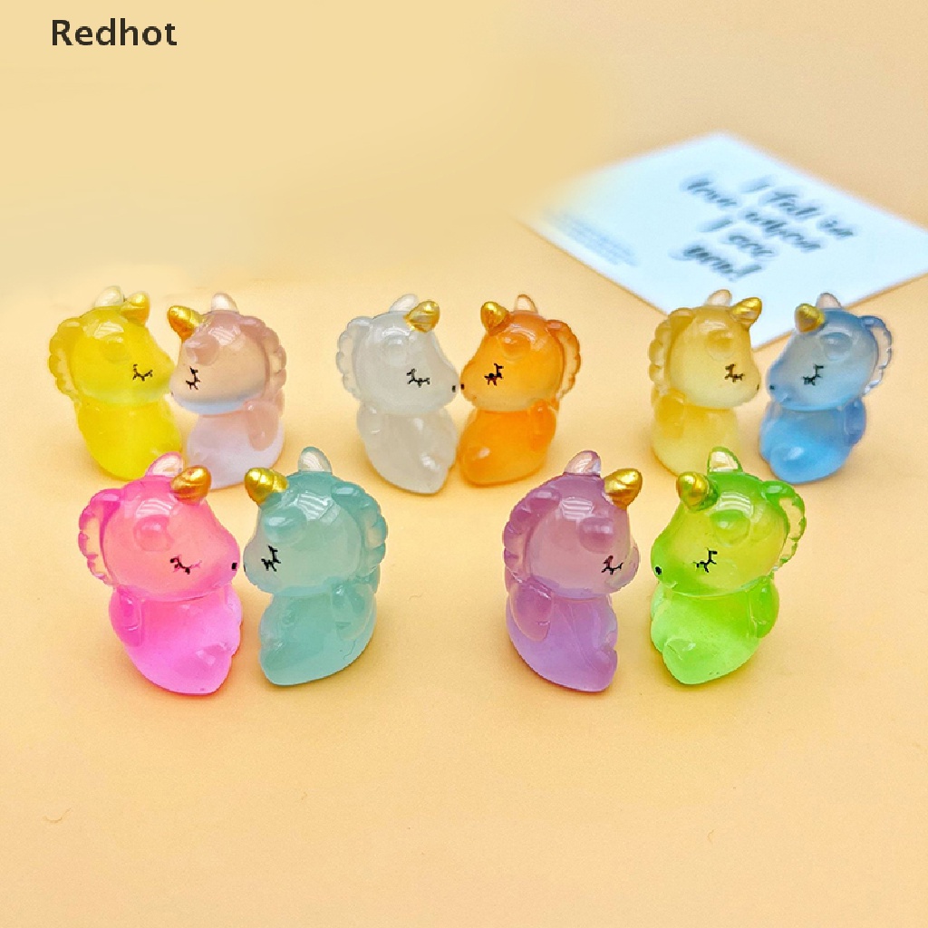 Bộ 2 Tượng Ngựa Hoạt Hình Phát Sáng Bằng Nhựa Resin Trang Trí Tiểu Cảnh