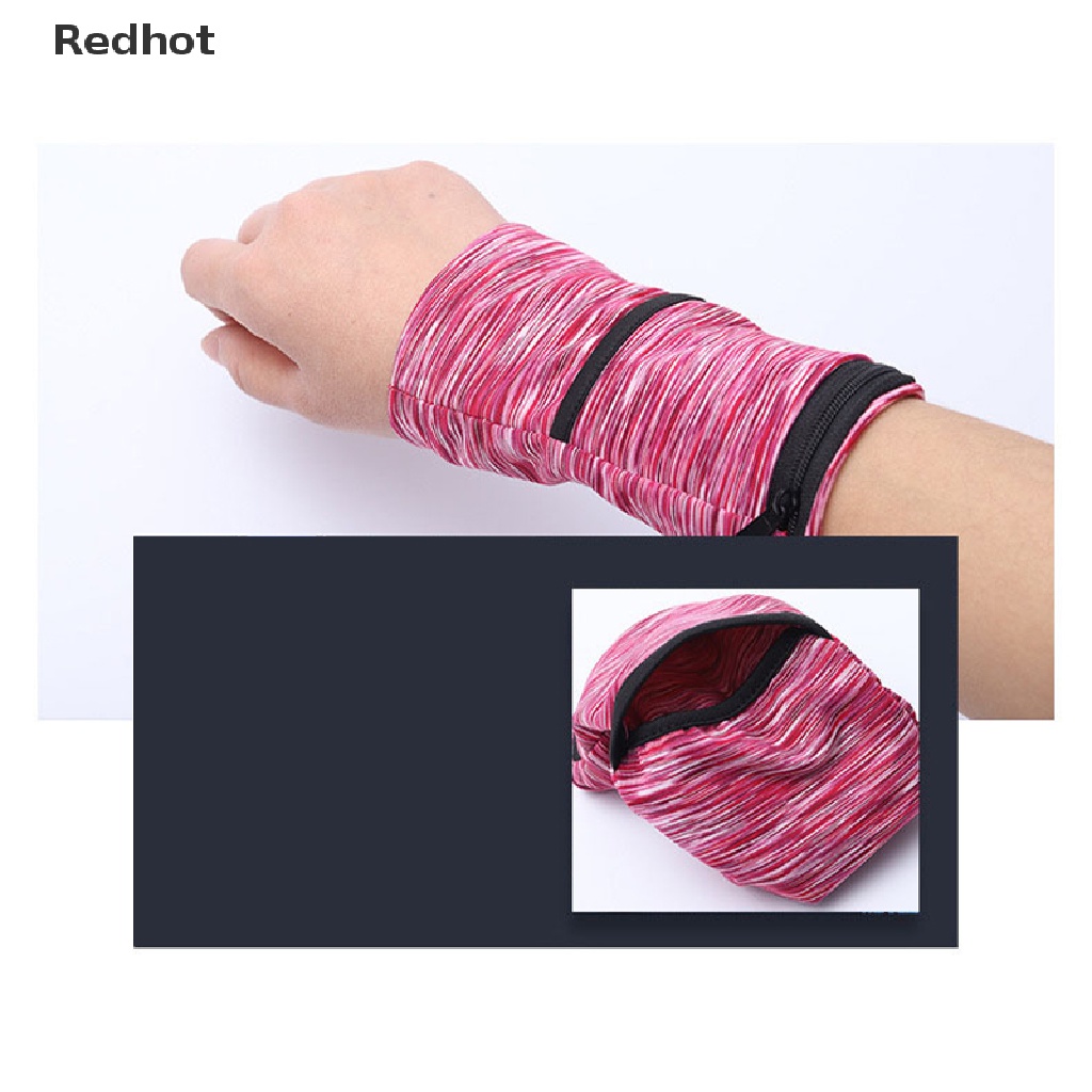 &lt; Redhot &gt; Túi Đựng Điện Thoại Đeo Cổ Tay Trọng Lượng Nhẹ Có Khóa Kéo Dùng Khi Chạy Bộ / Chơi Thể Thao / Đạp Xe / Tập Gym