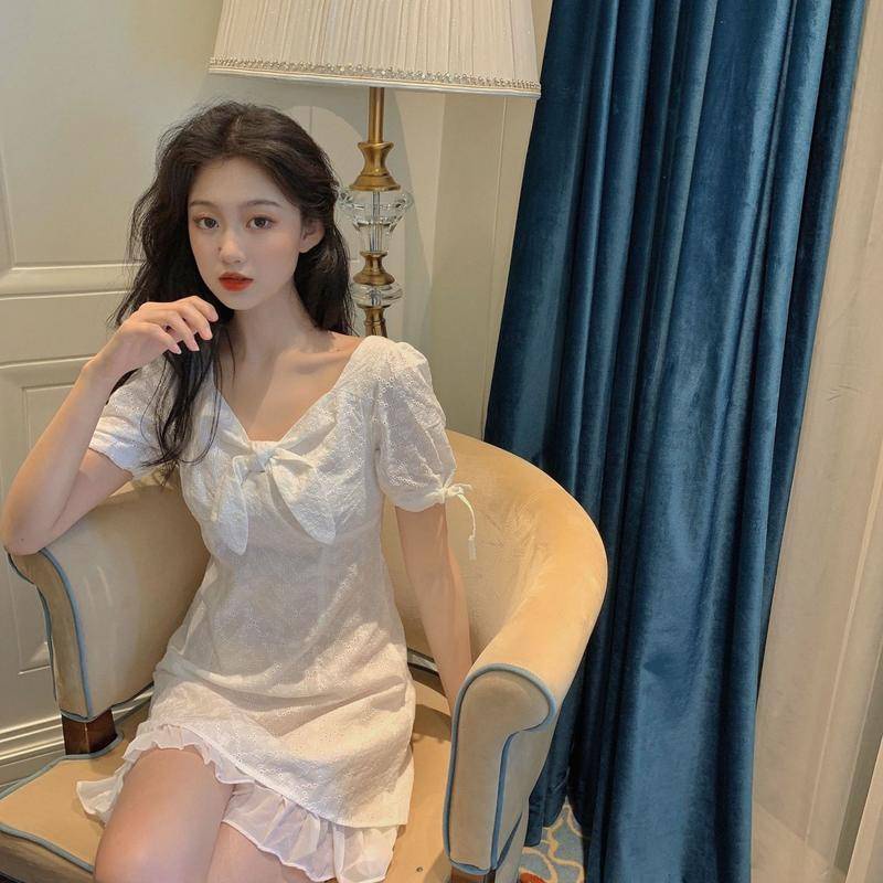 Đầm Phối Bèo Thời Trang Mùa Hè Pháp Xinh Xắn