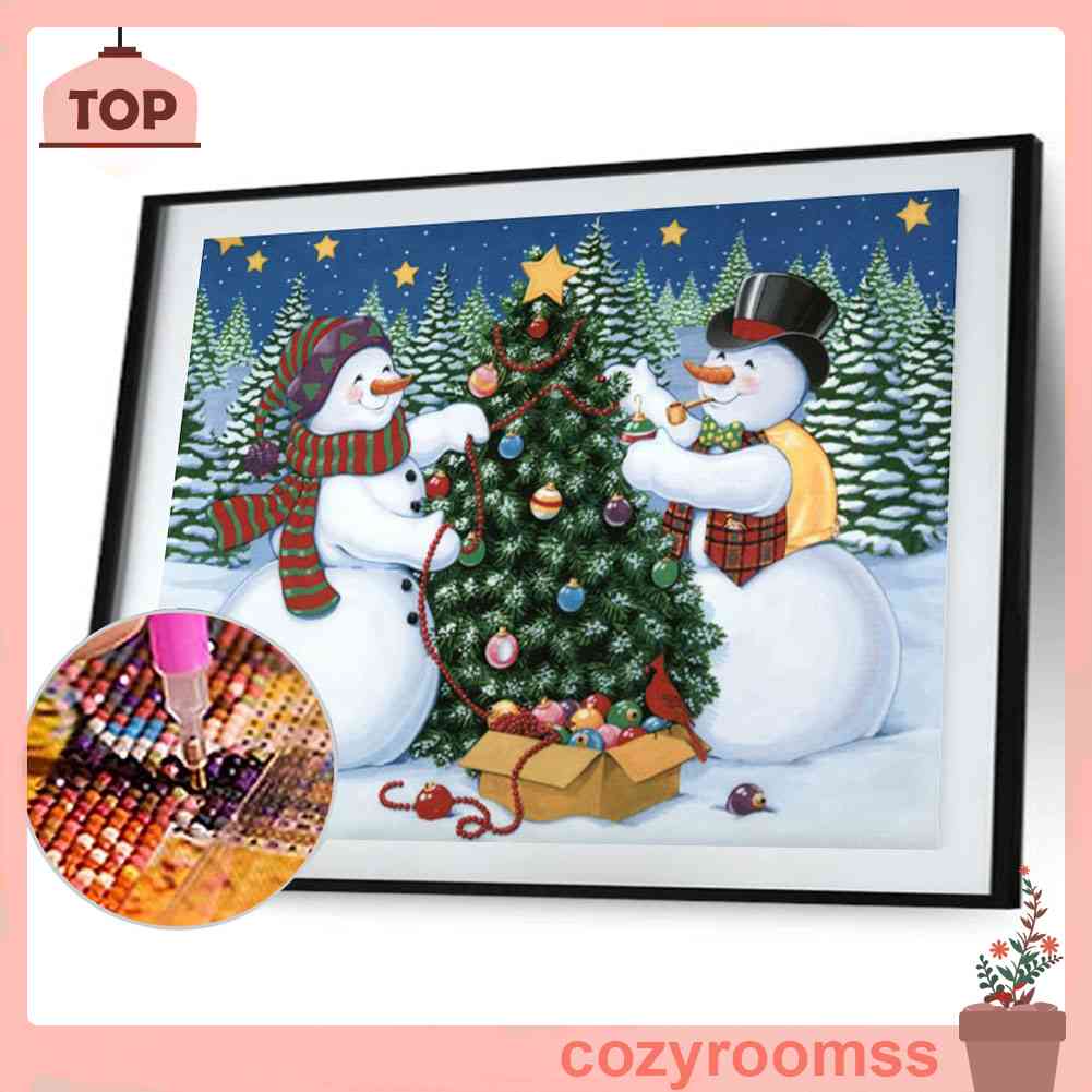 Tranh Đính Đá Kim Cương Toàn Bộ Hình Người Tuyết DIY