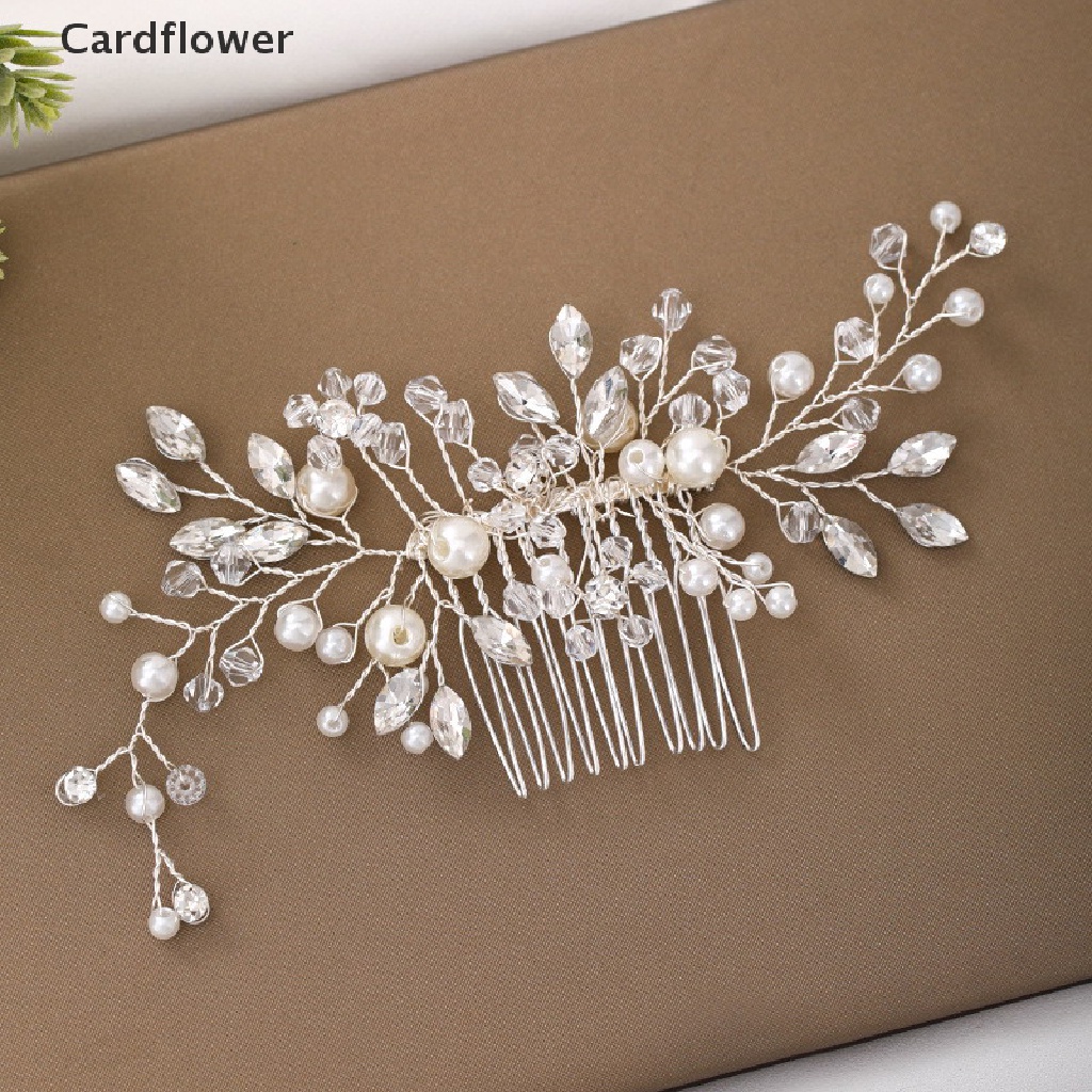 &lt; Cardflower &gt; Lược Cài Tóc Cô Dâu Đính Ngọc Trai Pha Lê Phụ Kiện Trang Sức Đang Giảm Giá