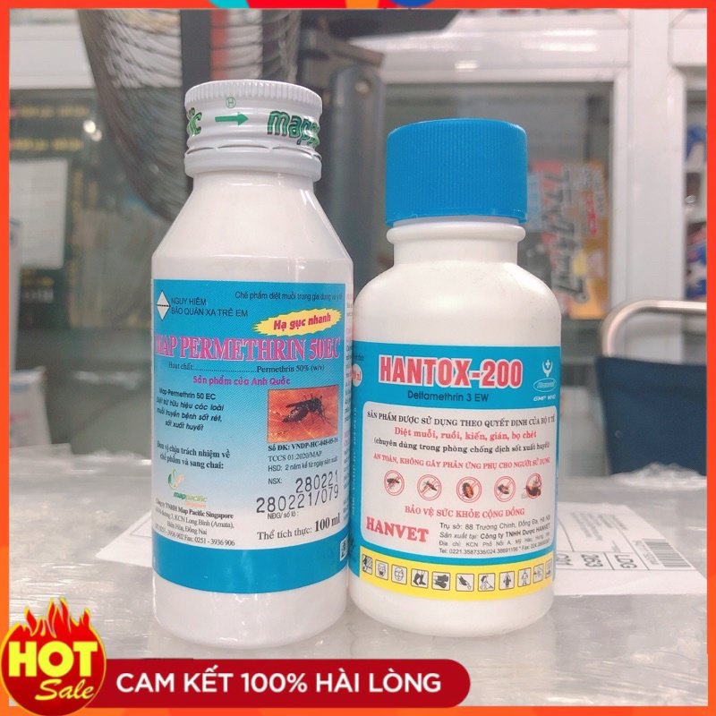 Bộ đôi di.ệt bọ chét : Map permethrin 100ml + hantox 100ml .