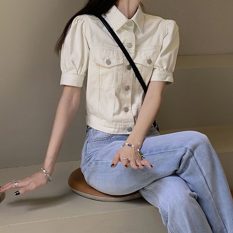 Áo Sơ Mi Denim Tay Ngắn Dáng Rộng Thời Trang Mùa Hè Dành Cho Nữ Có Size Lớn