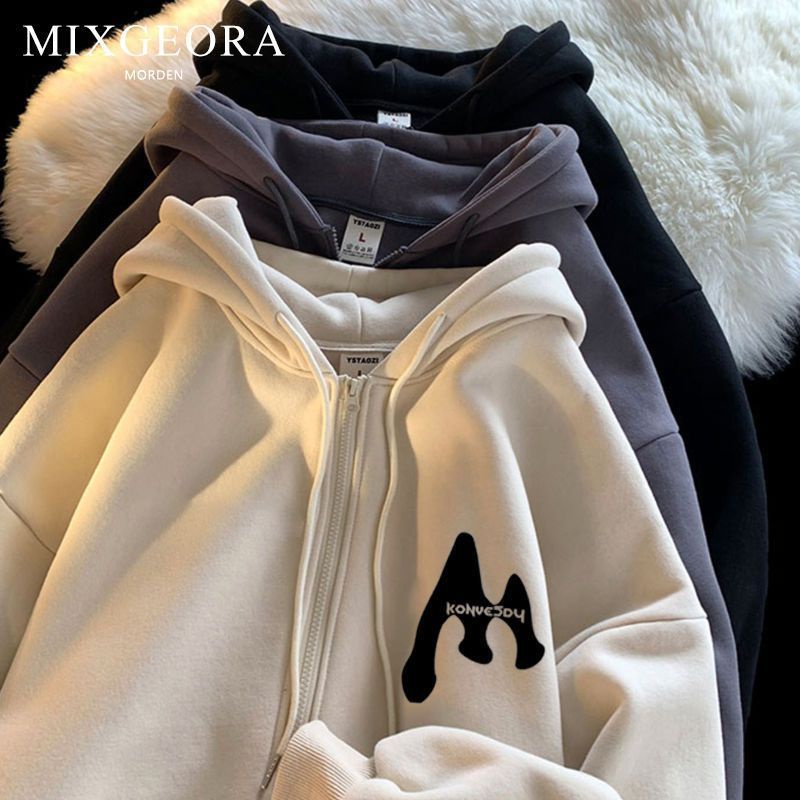 Áo Khoác Cardigan Có Khóa Kéo Và Mũ Trùm Thời Trang Xuân Thu 2023 Cho Cặp Đôi