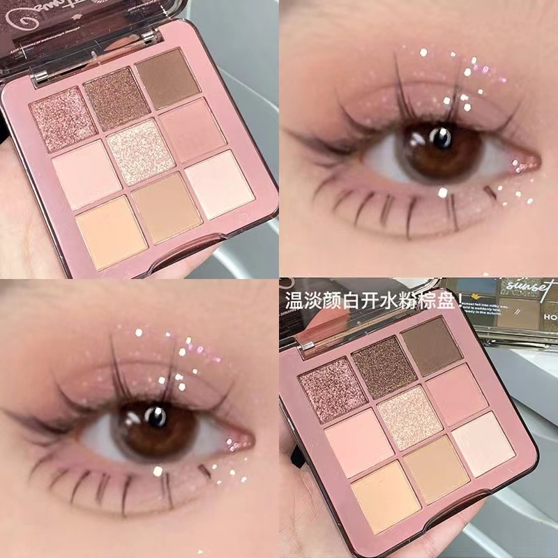 Bảng Phấn Mắt Hold LIVE Chín Màu Tông Đất Trà Sữa Lì Và Lấp Lánh Trang Điểm Mắt Khói