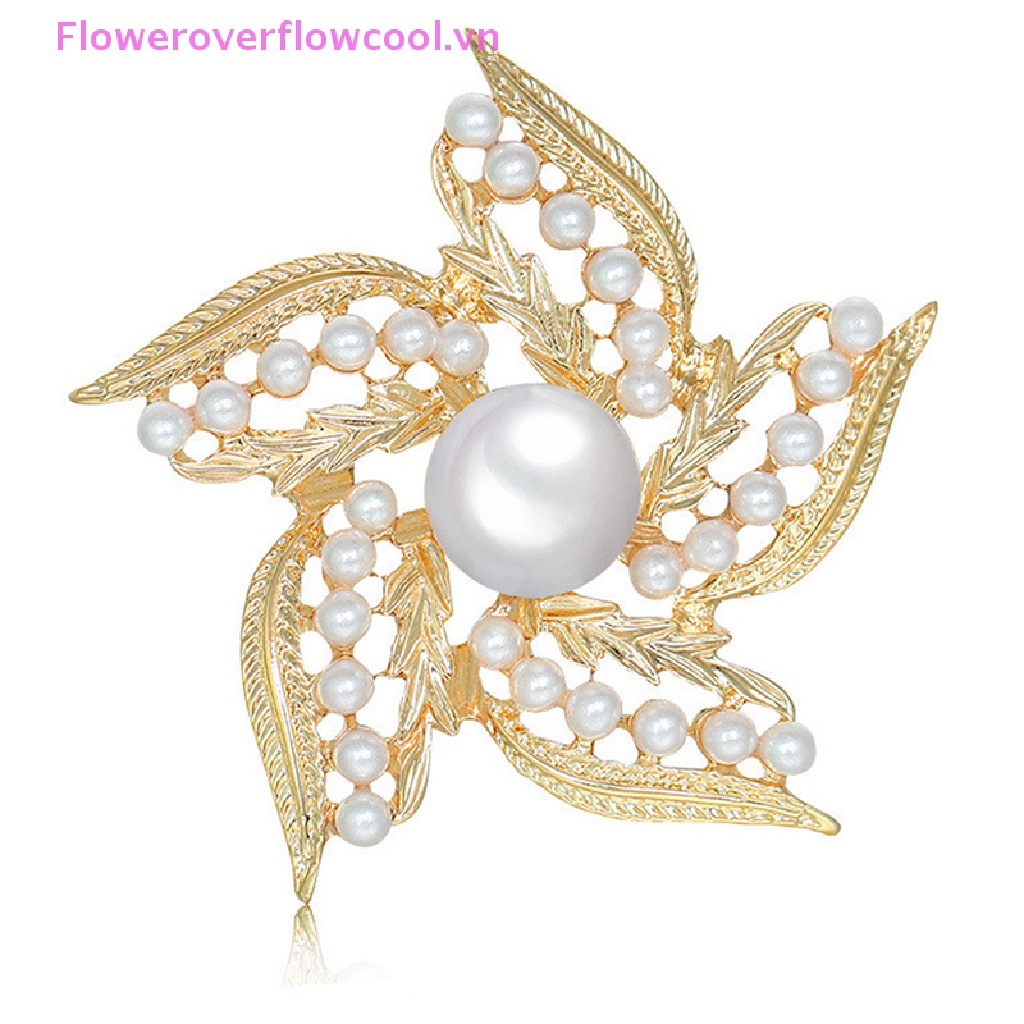 Ghim Cài Áo Hình Lúa Mạch Đính Ngọc Trai Giả Thời Trang