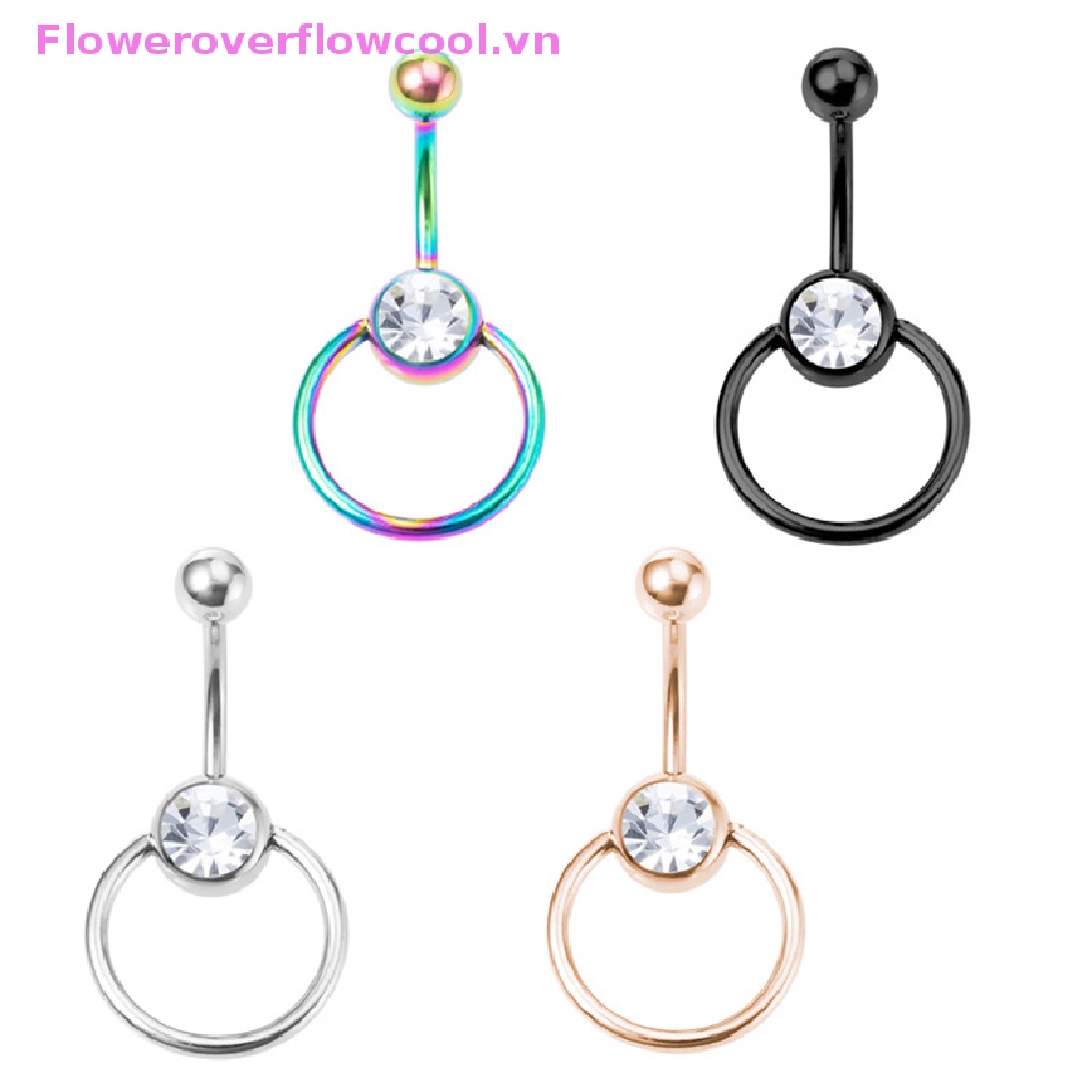 Khuyên Rốn Chất Liệu Thép Không Gỉ Đính Đá Pha Lê