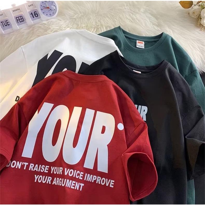 Áo Thun Cotton Tay Ngắn Dáng Rộng In Chữ Thời Trang Cho Nam