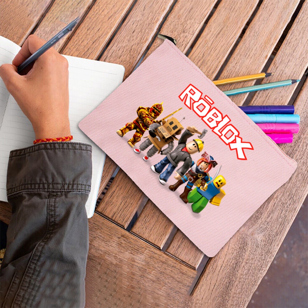 Túi Đựng Bút Chì Bằng Vải canvas Họa Tiết roblox Dễ Thương Cho Bé