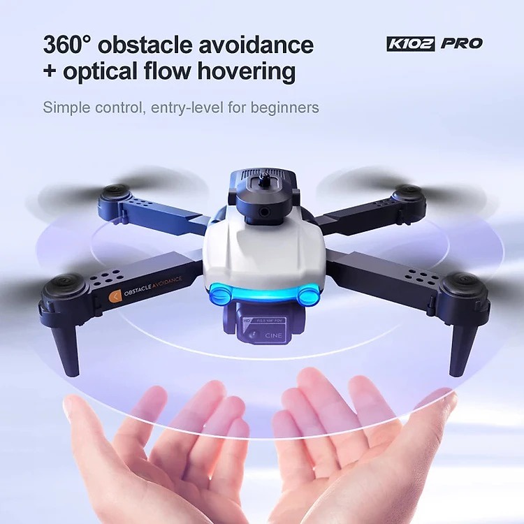 Flycam Mini Drone K102 Pro Giá Rẻ Có Cảm Biến Tránh Va Chạm/ Truyền Hình Ảnh Trực Tiếp Về Điện Thoại