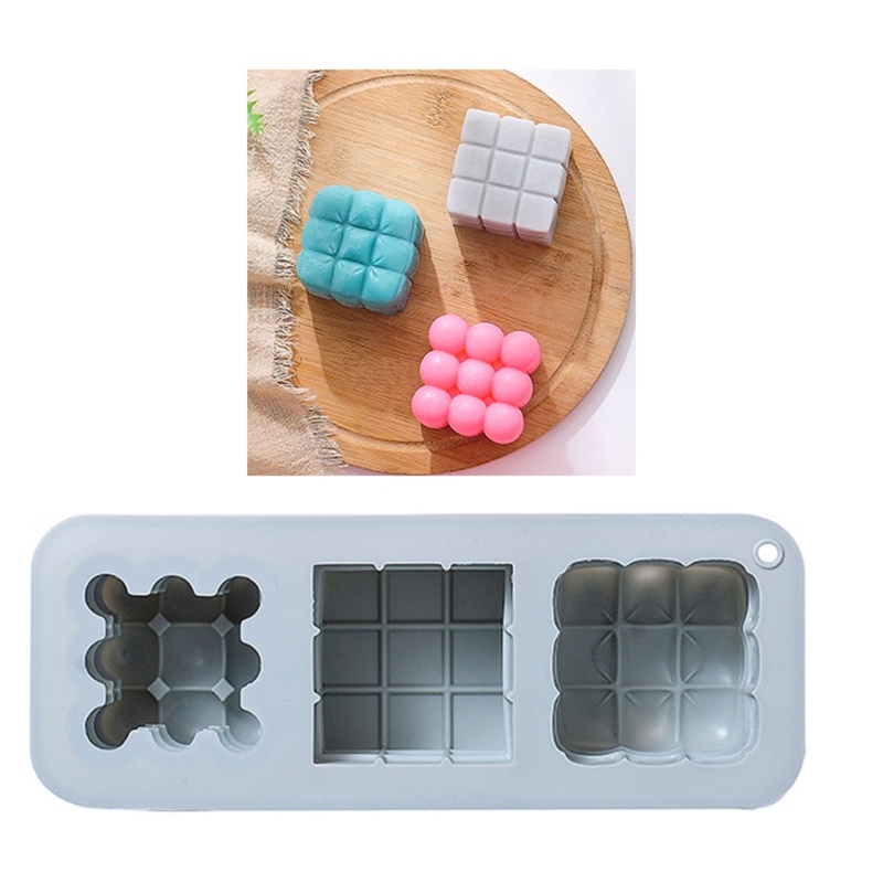 Khuôn Làm Bánh / Sô Cô La / Kem / Kẹo Ngọt Hình Vuông 3 Ngăn Bằng Silicone DIY