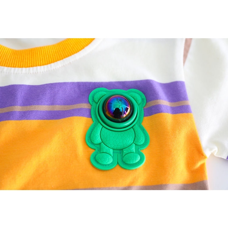 Set Đồ Mùa Hè 2 Món Gồm Áo Thun Cotton Tay Cộc Có Viền Đèn Nhấp Nháy + Quần Ngắn Kẻ Sọc Thời Trang Hàn Quốc Cho Bé Trai 0 -