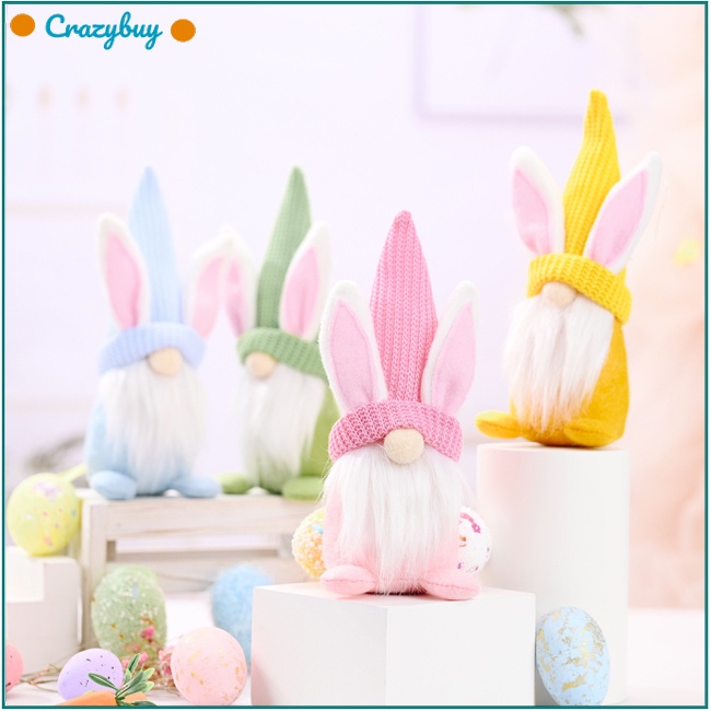 Cr Búp Bê Thỏ Phục Sinh Nhồi Bông Handmade Trang Trí Bàn Làm Việc