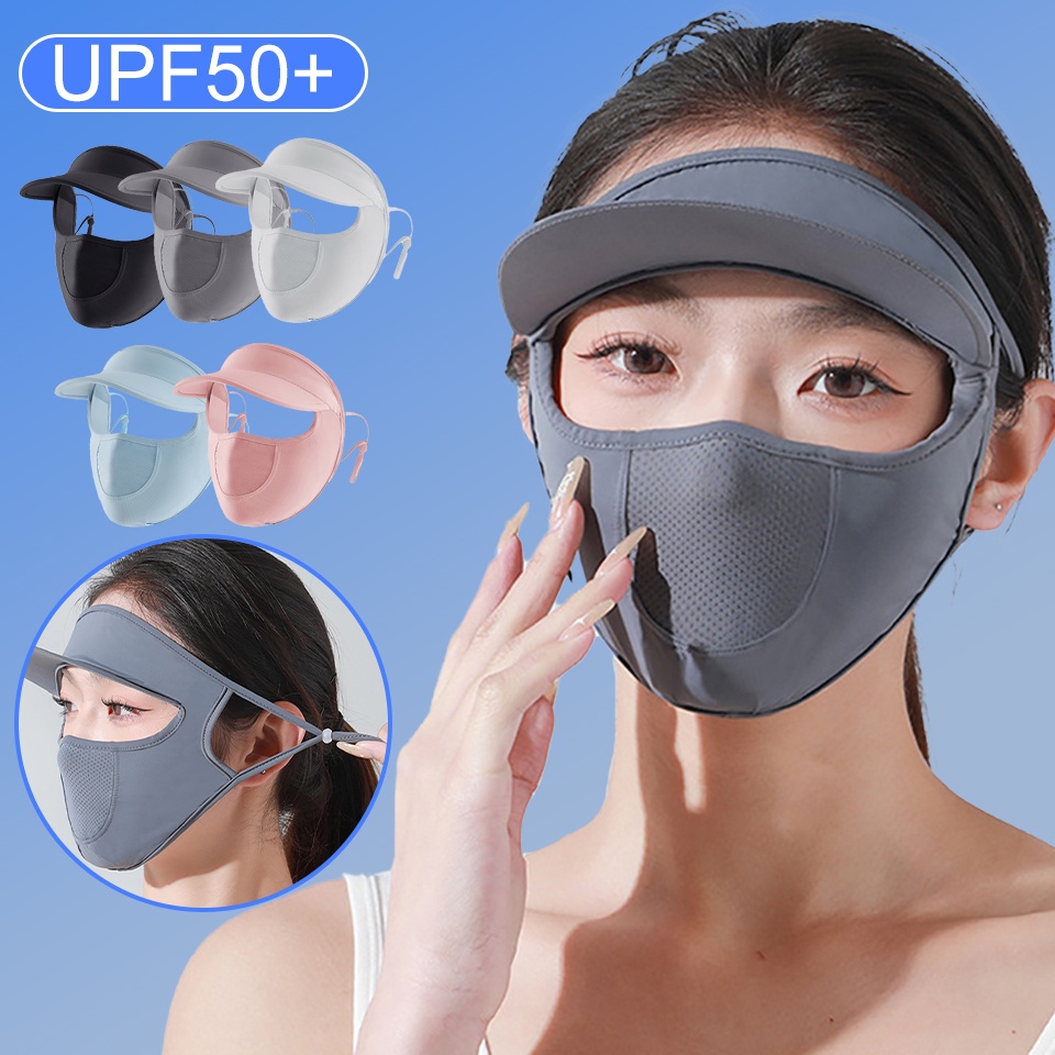 Khẩu Trang Chống Nắng Toàn Diện Bằng Lụa Lạnh Thoáng Khí Kèm Lưới Chống Tia UV