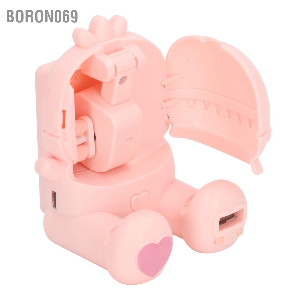 Boron069 Quạt Đồng Hồ Mini Hình Hoạt Giá Đỡ Điện Thoại Có Thể Gập USB Sạc Ô Tô