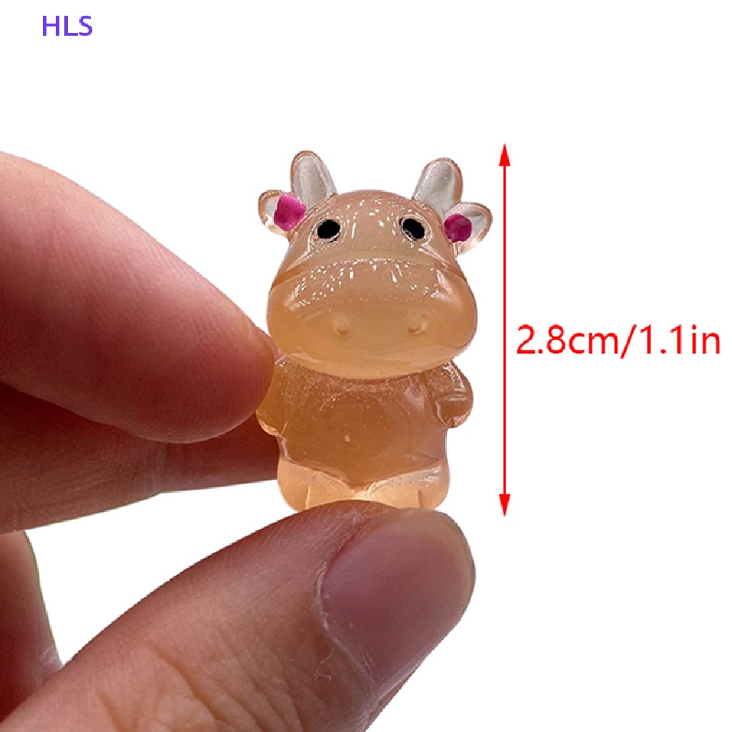 Set 2 Đồ trang trí Bò Sữa Trấu Hoạt Hình Trung Hoa Dạ Quang Trang Trí Tiểu Cảnh