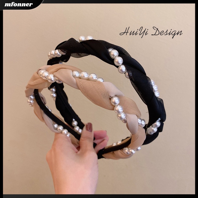 Băng Đô Cài Tóc Đính Hạt Ngọc Trai Phong Cách Hàn Quốc