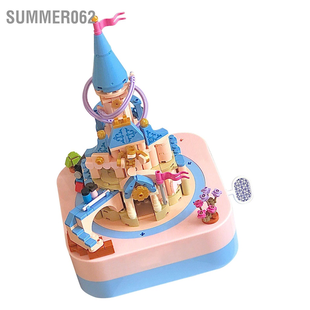 Summer062 Khối xây dựng hộp nhạc cho trẻ em lâu đài tinh tế Chuyển động đồng hồ
