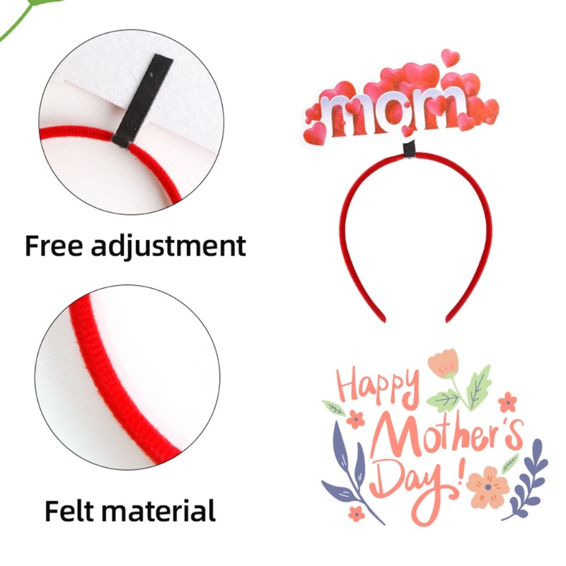 Băng Đô Cài Tóc Mini Màu Đỏ Có Biển Hiệu Trang Trí Ngày Của Mẹ ONERI