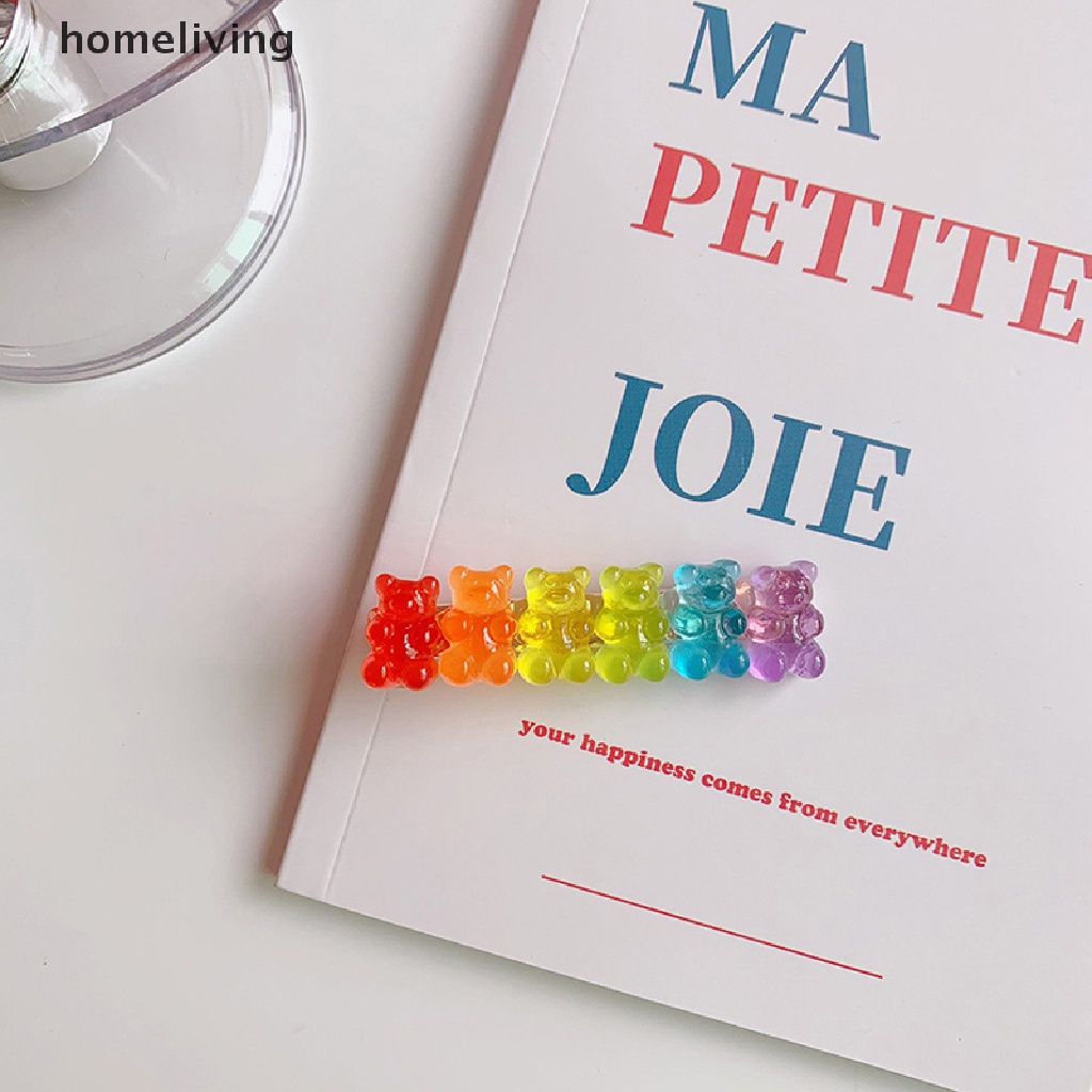 Kẹp Tóc Dạng Thạch Hình Gấu Hoạt Hình Màu Kẹo Ngọt Cho Nữ