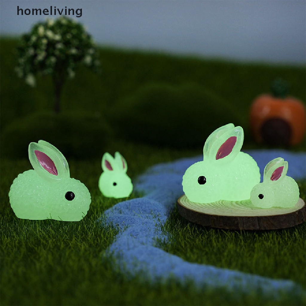 Set 10 Mô Hình Thỏ Dạ Quang Mini Trang Trí Tiểu Cảnh