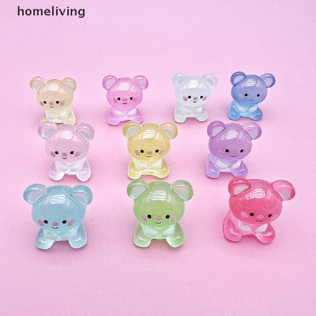 Bộ 2 Mô Hình Gấu Hoạt Hình Bằng Nhựa Resin Phát Sáng Dễ Thương Trang Trí Xe Hơi