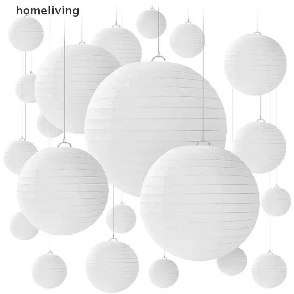 Bộ 6 Lồng Đèn Giấy Tròn Màu Trắng Treo Trang Trí Tiệc Cưới 4 &quot;8&quot; 12 &quot;.